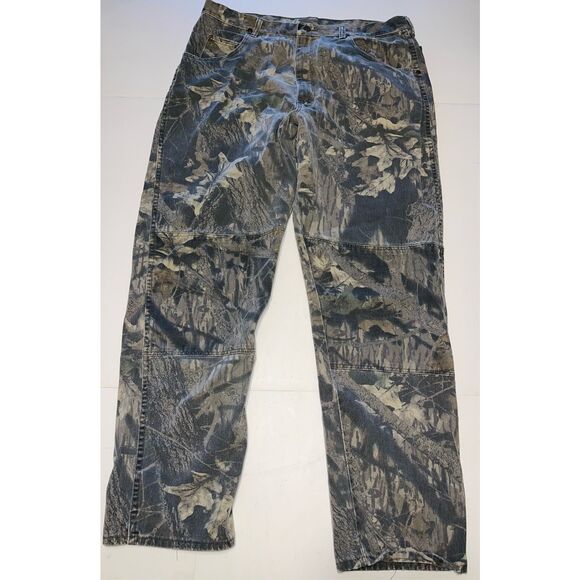 Wrangler Jeans Mens 38x34 Realtree Hardwoods Camo Relaxed Double Knee Hunting - Picture 1 of 7